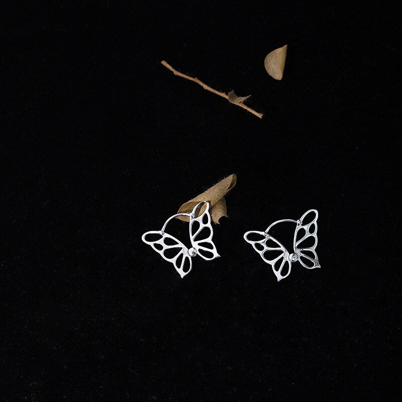 Elegant S925 Silver Butterfly Earrings
