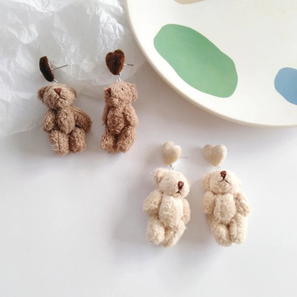 cute plush bear earrings