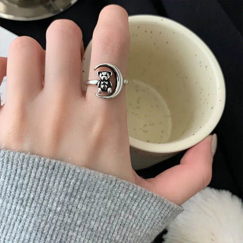 Cute Bear Moon Ring