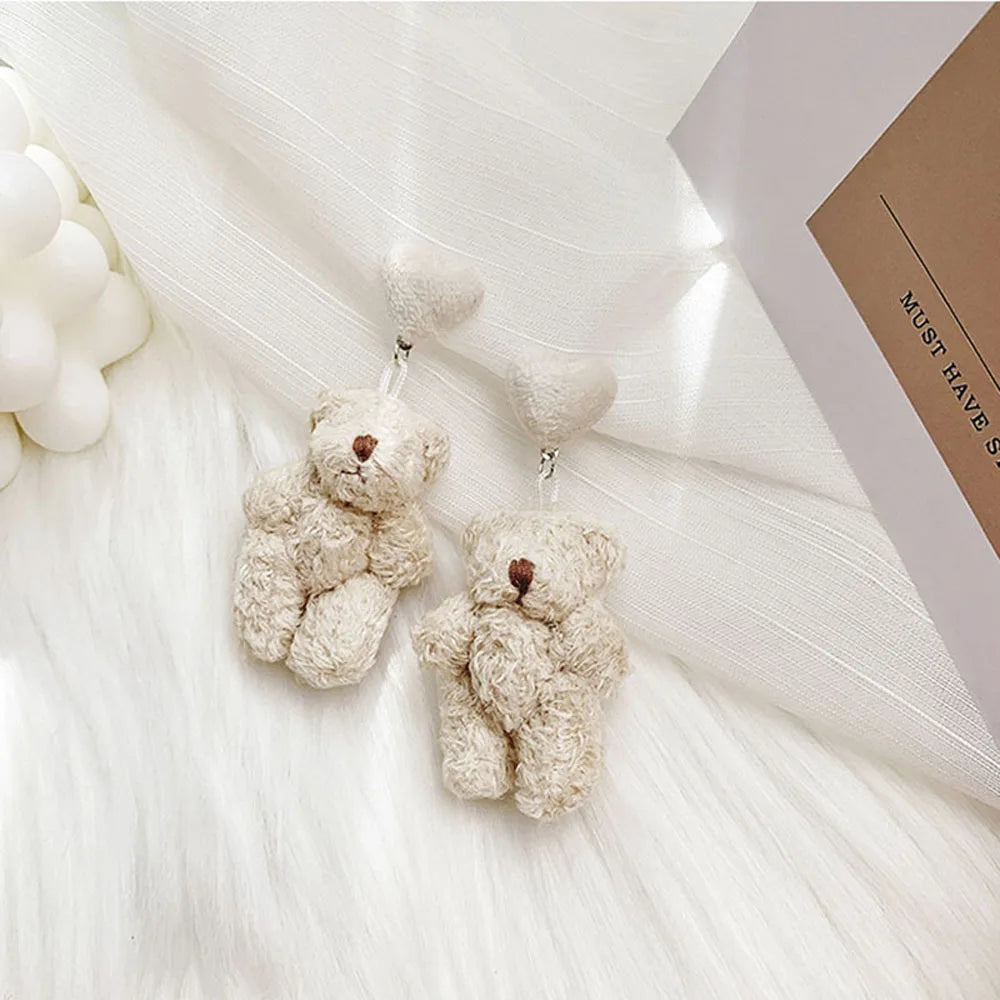 cute plush bear earrings