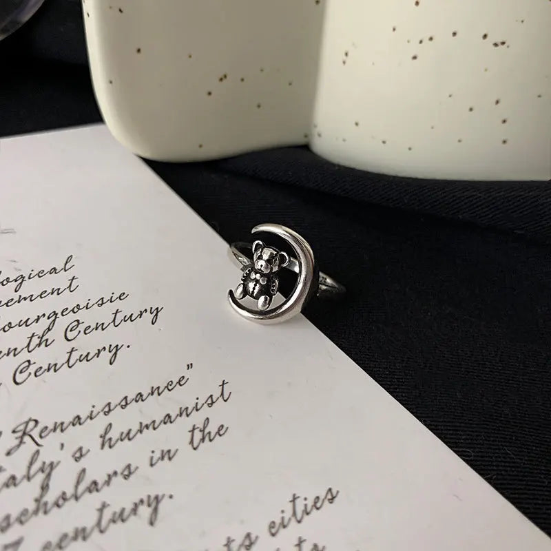 Cute Bear Moon Ring