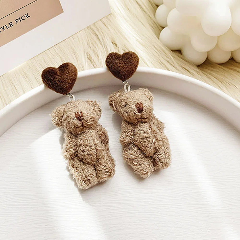 cute plush bear earrings