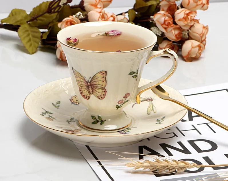 Butterfly Coffee Cup Saucer Set