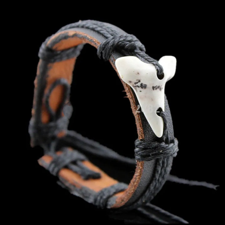 Unique Shark Tooth Leather Bracelets