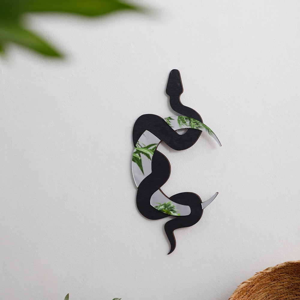 Unique Black Snake and Crescent Moon Mirror