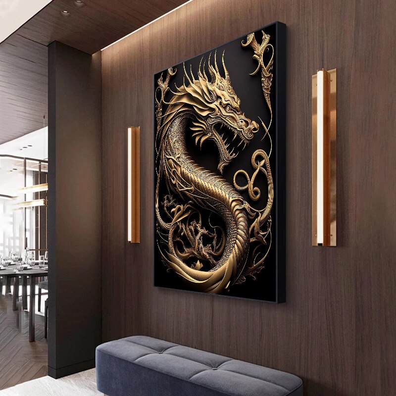 Unique Gold Dragon Canvas