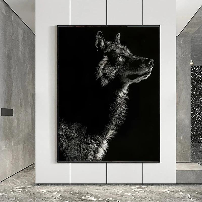 Unique Wolf Black and White Canvas