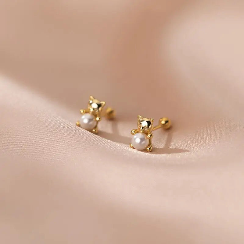 New Simple Mini Bear Pearl Earring