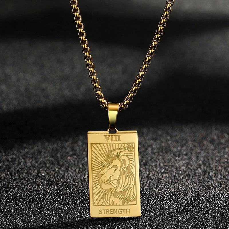 Amazing Lion Strength Tarot Necklace