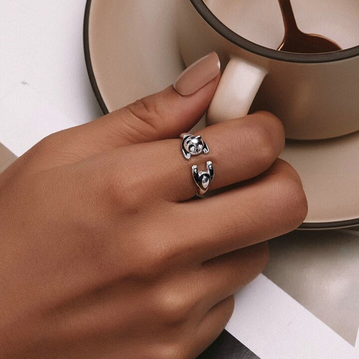 Unique 925 Sterling Silver Panda Ring