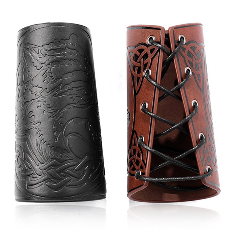 Unique Viking Wolf Head Leather Bracelet