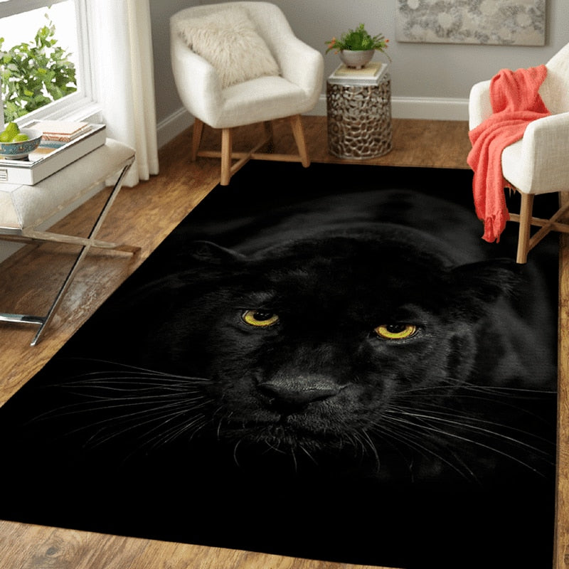 Amazing Black Leopard Rug