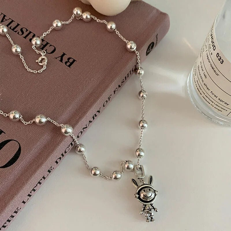 Cute 925 Sterling Silver Rabbit Necklace