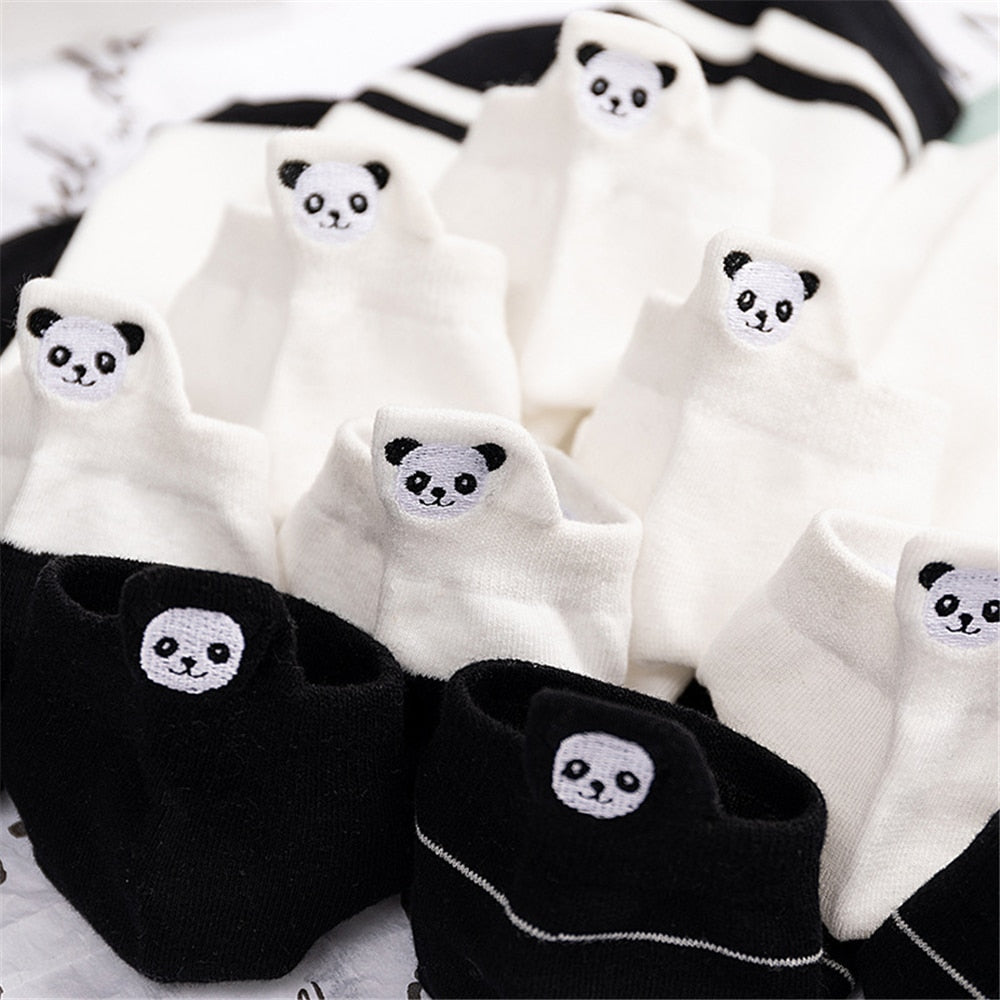 Cute Embroidery Panda Socks
