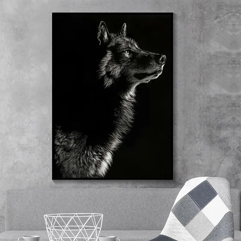 Unique Wolf Black and White Canvas