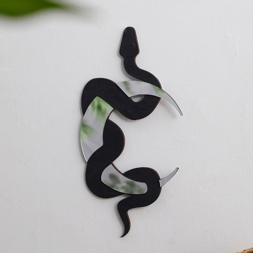 Unique Black Snake and Crescent Moon Mirror