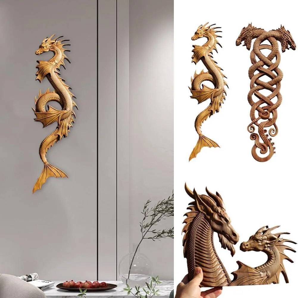 Amazing wood carving dragon wall deco