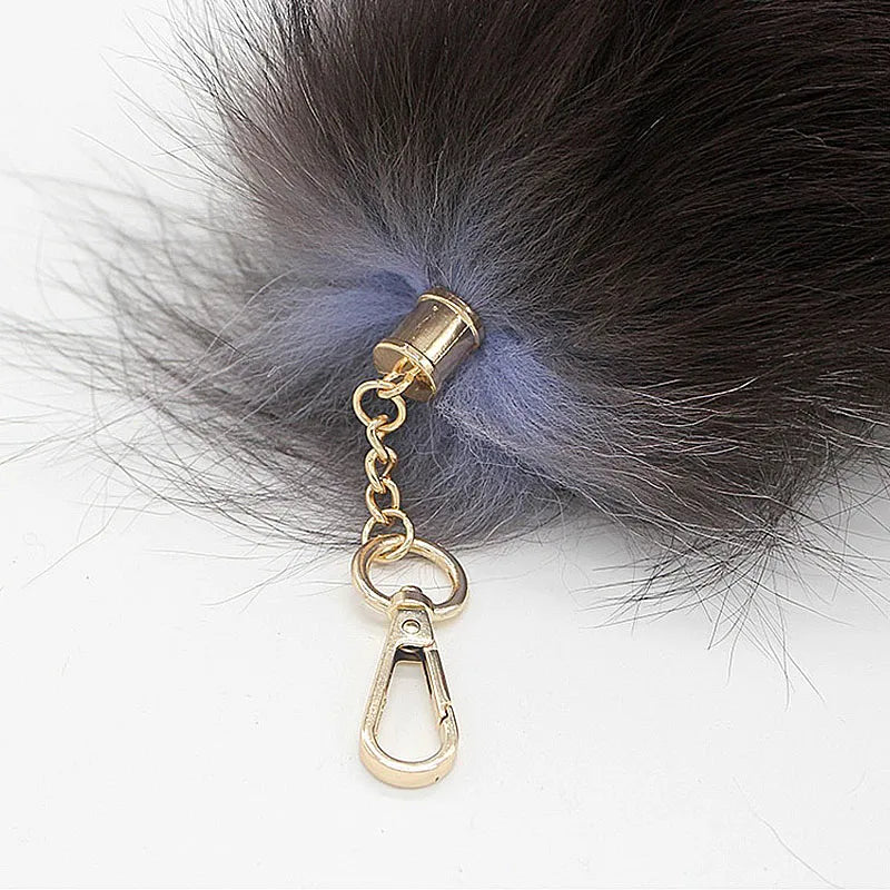 Cute Wolf Fox Tail Fur Car Keychains