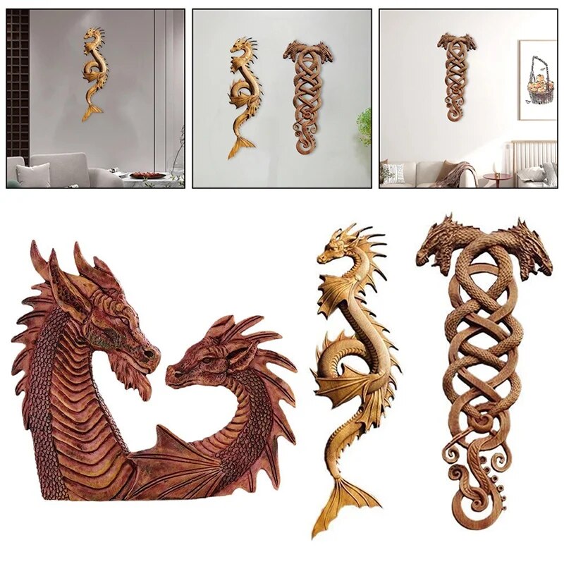 Amazing wood carving dragon wall deco