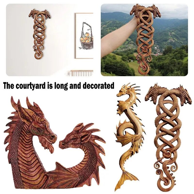 Amazing wood carving dragon wall deco