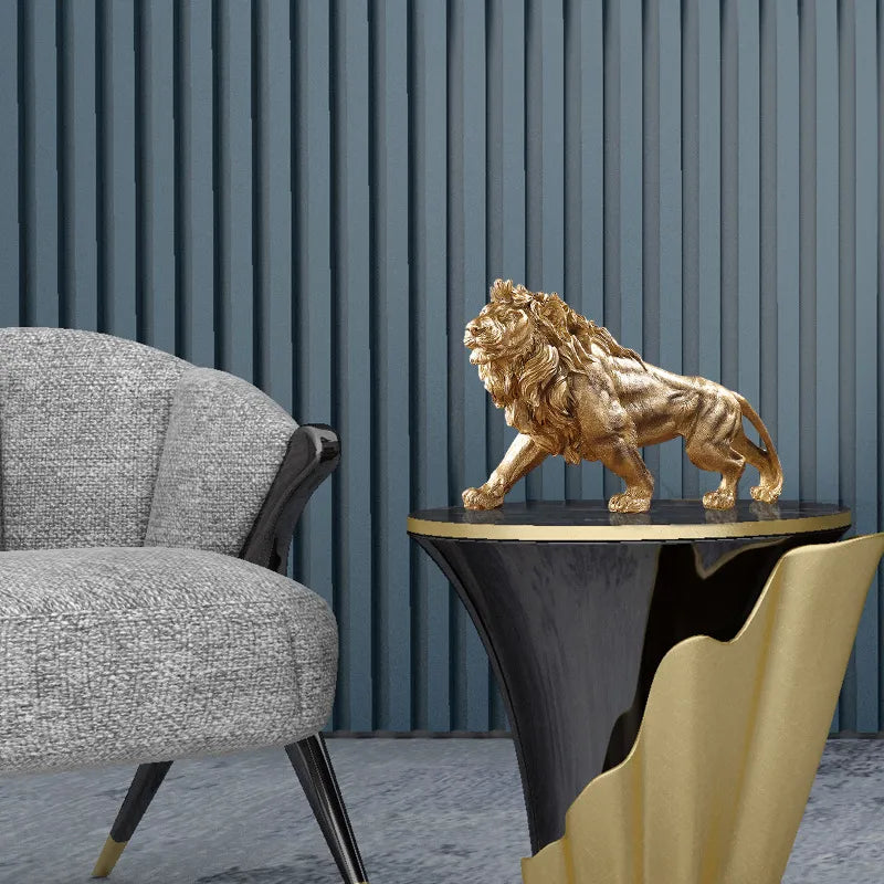 Golden Lion King Resin Statue