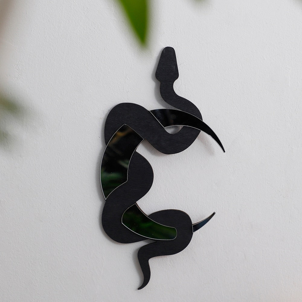 Unique Black Snake and Crescent Moon Mirror