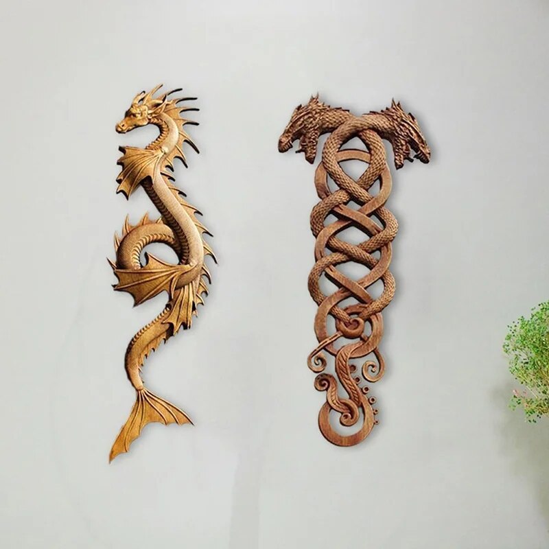 Amazing wood carving dragon wall deco