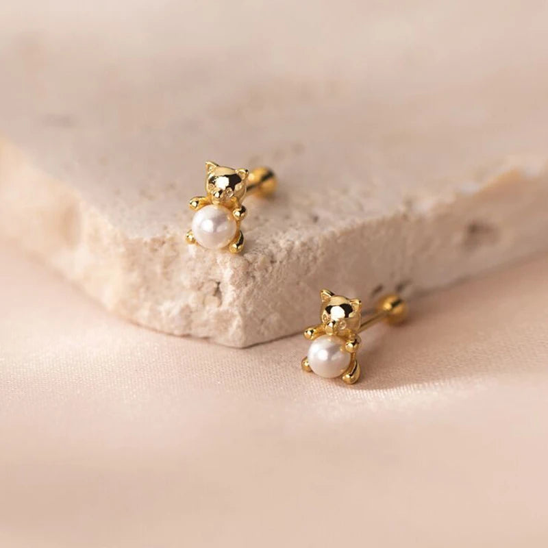 New Simple Mini Bear Pearl Earring