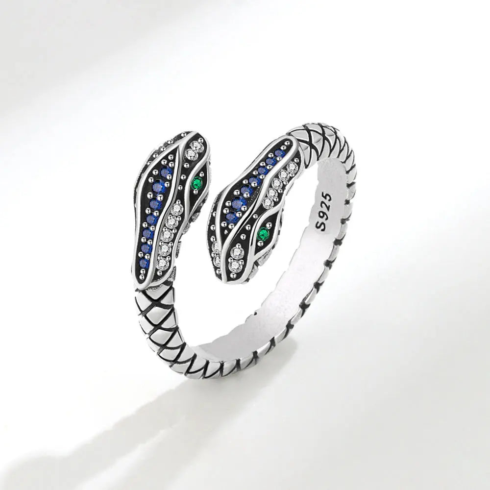 Adjustable Diamond S925 Silver Snake Rings