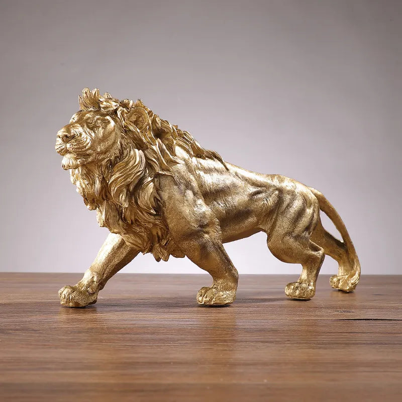 Golden Lion King Resin Statue