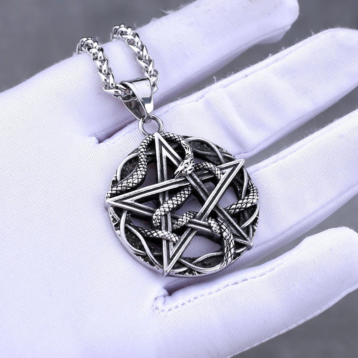 Unique Pentagram Snake Necklace