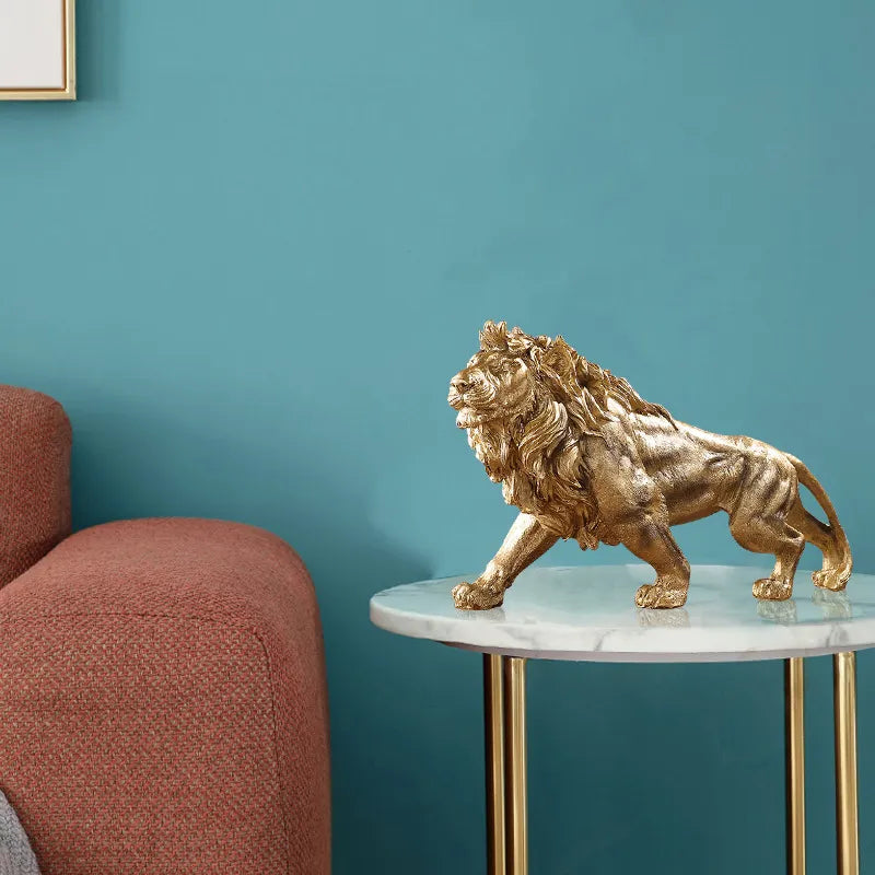 Golden Lion King Resin Statue