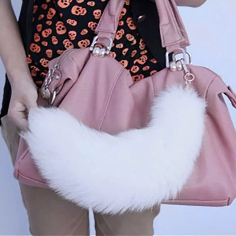 Cute Wolf Fox Tail Fur Car Keychains