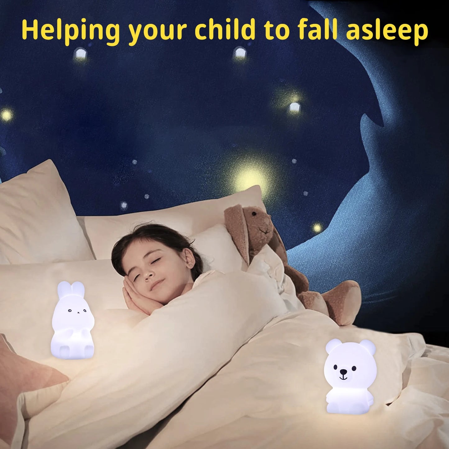 Cute Bear & Rabbit Mini Lamp