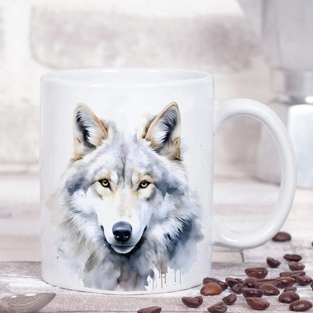 Unique forest wolf mug