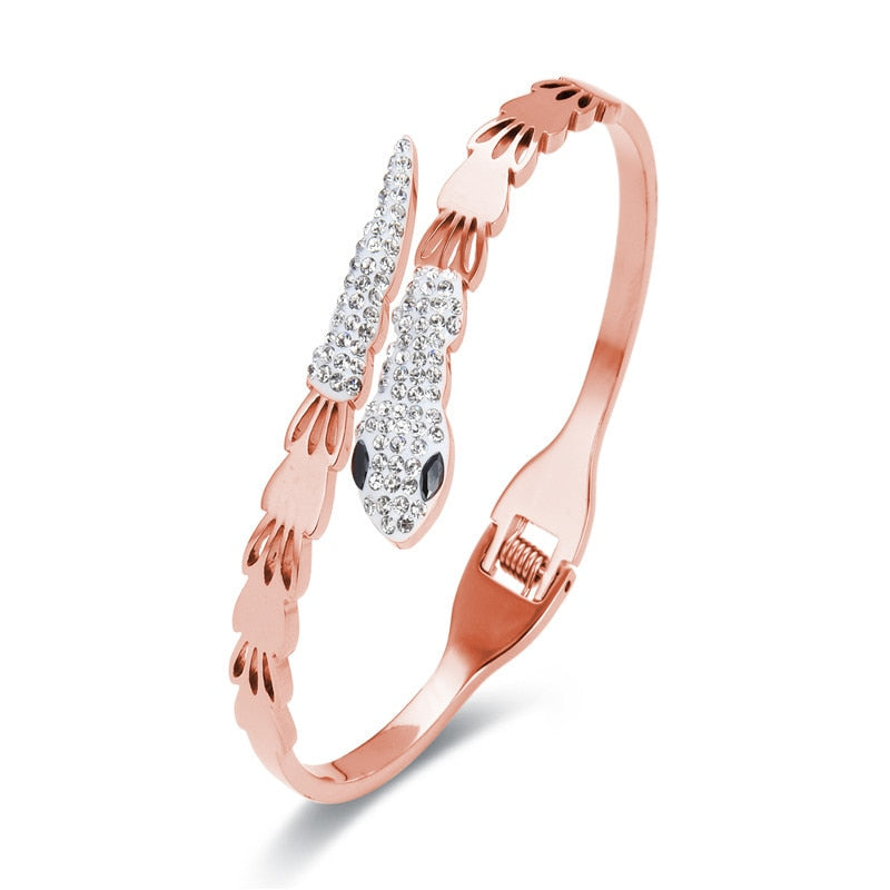 unique snake full crystal bracelet - animalchanel