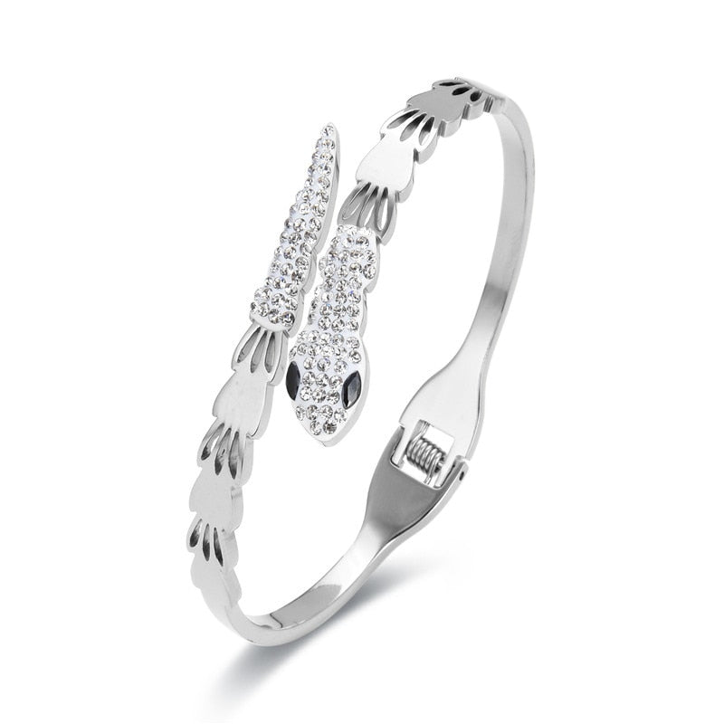 unique snake full crystal bracelet - animalchanel