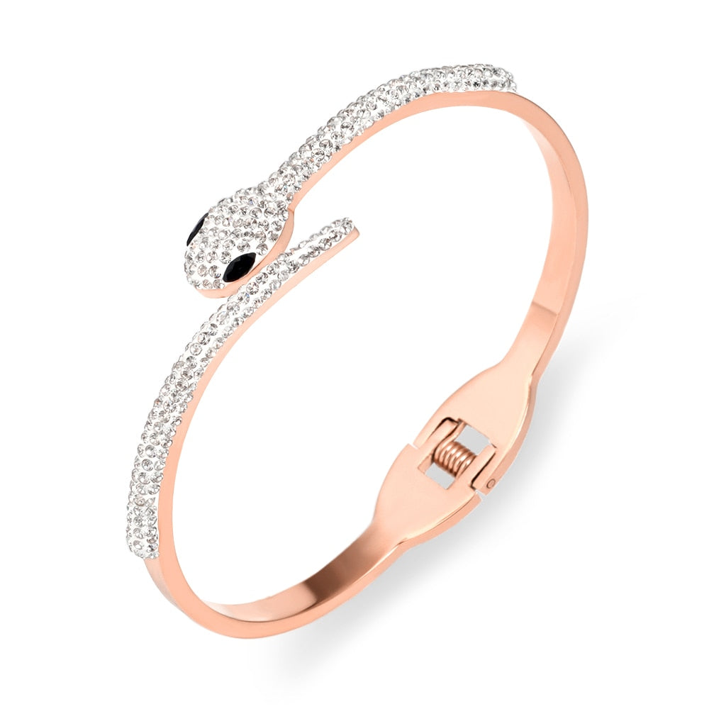 unique snake full crystal bracelet - animalchanel