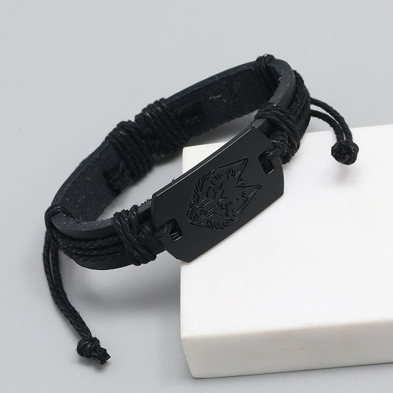 black wolf head bracelet - animalchanel