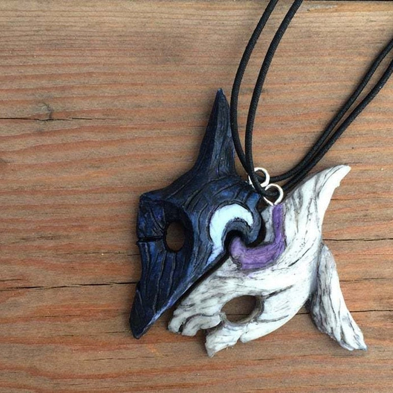 Black and White Wolf Couple Necklace - animalchanel