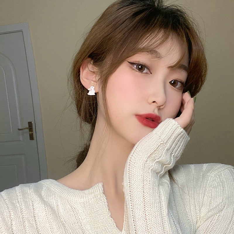 Cute Rabbit Daisy Flower Stud Earrings - animalchanel