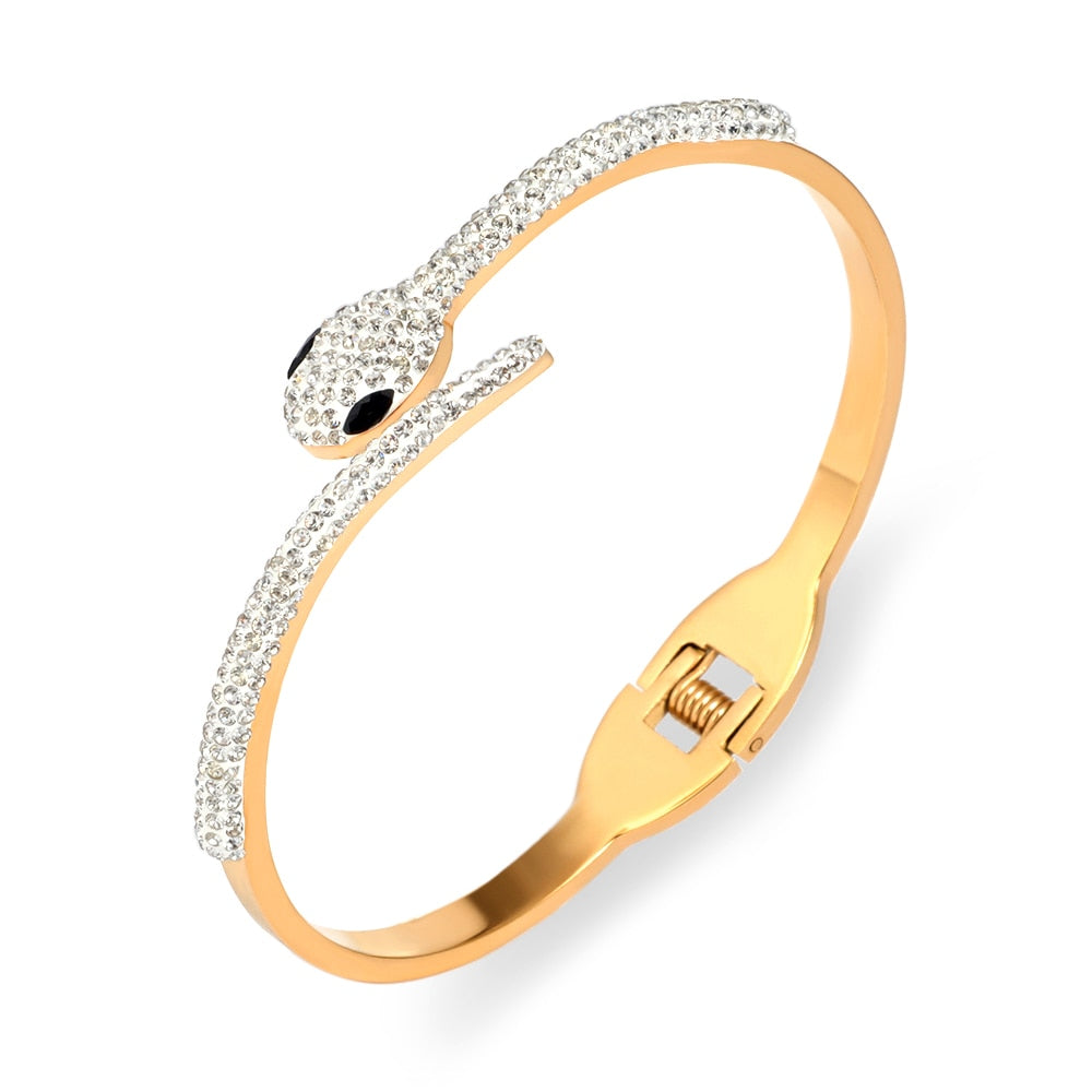 unique snake full crystal bracelet - animalchanel