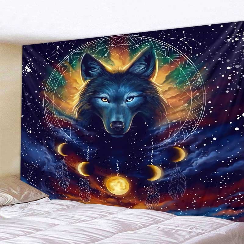 Amazing Fantasy wolf tapestry wall - animalchanel