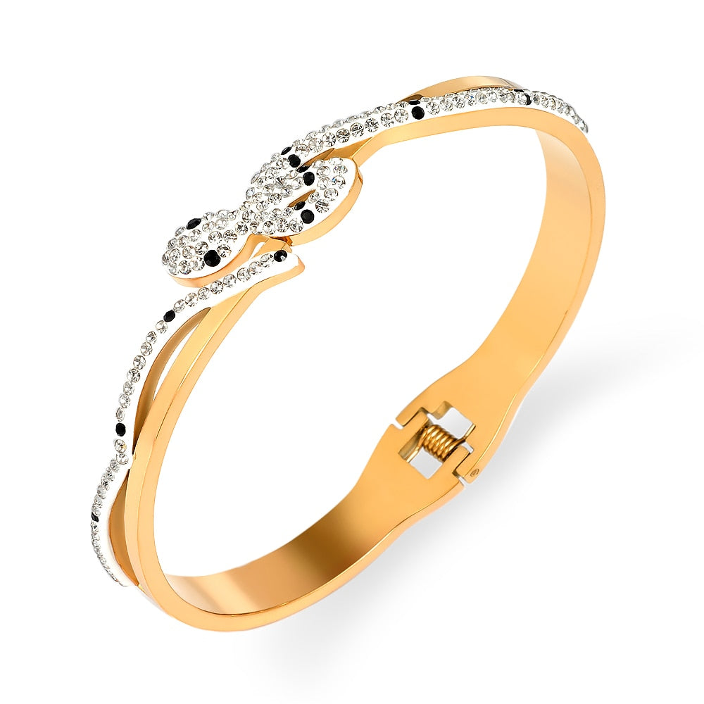 unique snake full crystal bracelet - animalchanel