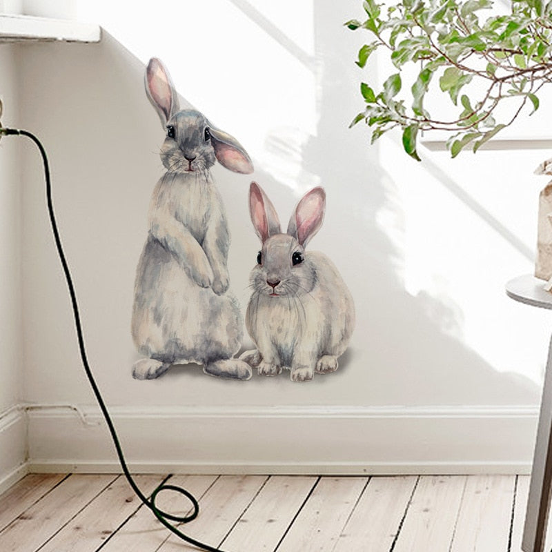 Cute Grey Bunny Wall Stickers