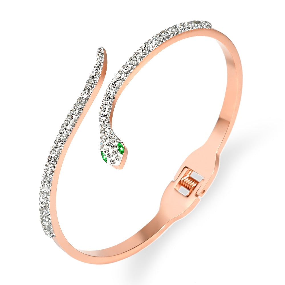 unique snake full crystal bracelet - animalchanel