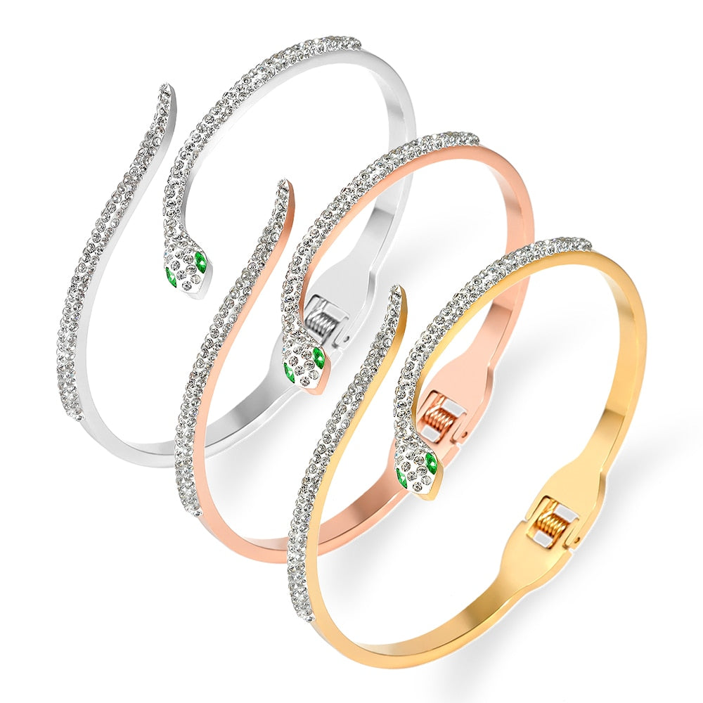 unique snake full crystal bracelet - animalchanel