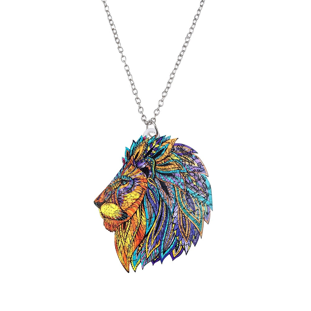 Amazing Colorful Lion Head Necklace