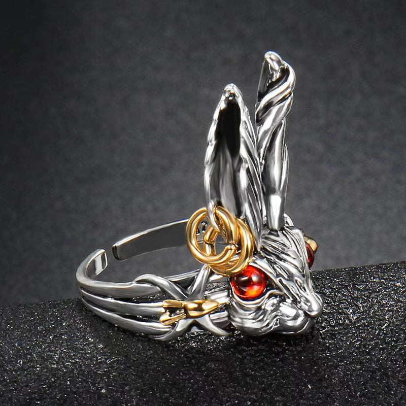 cute Style Red Blue Eye Bunny Ring - animalchanel