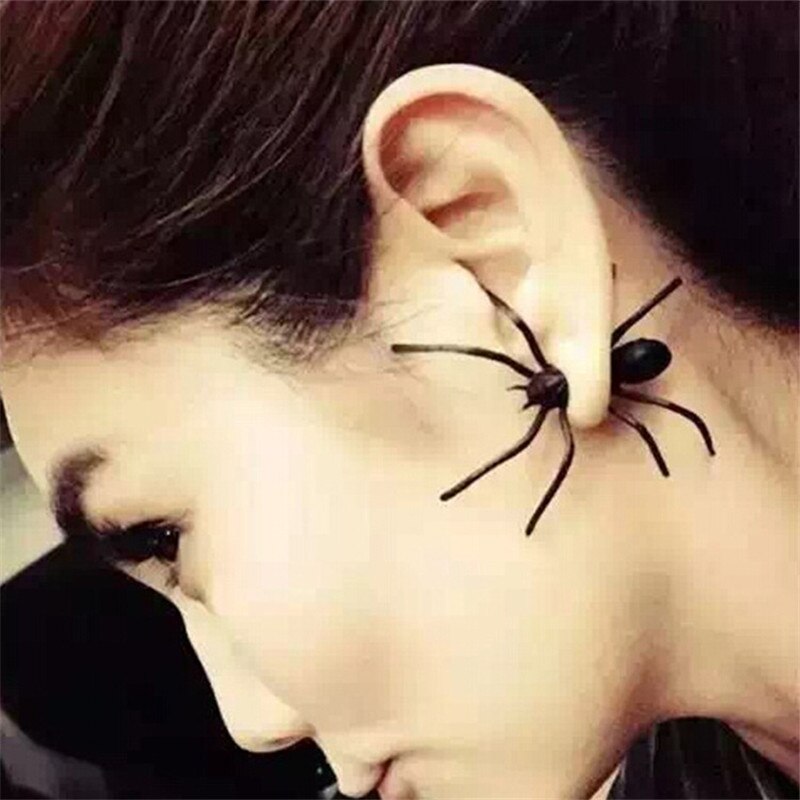 Black Spider Ear Stud Earrings